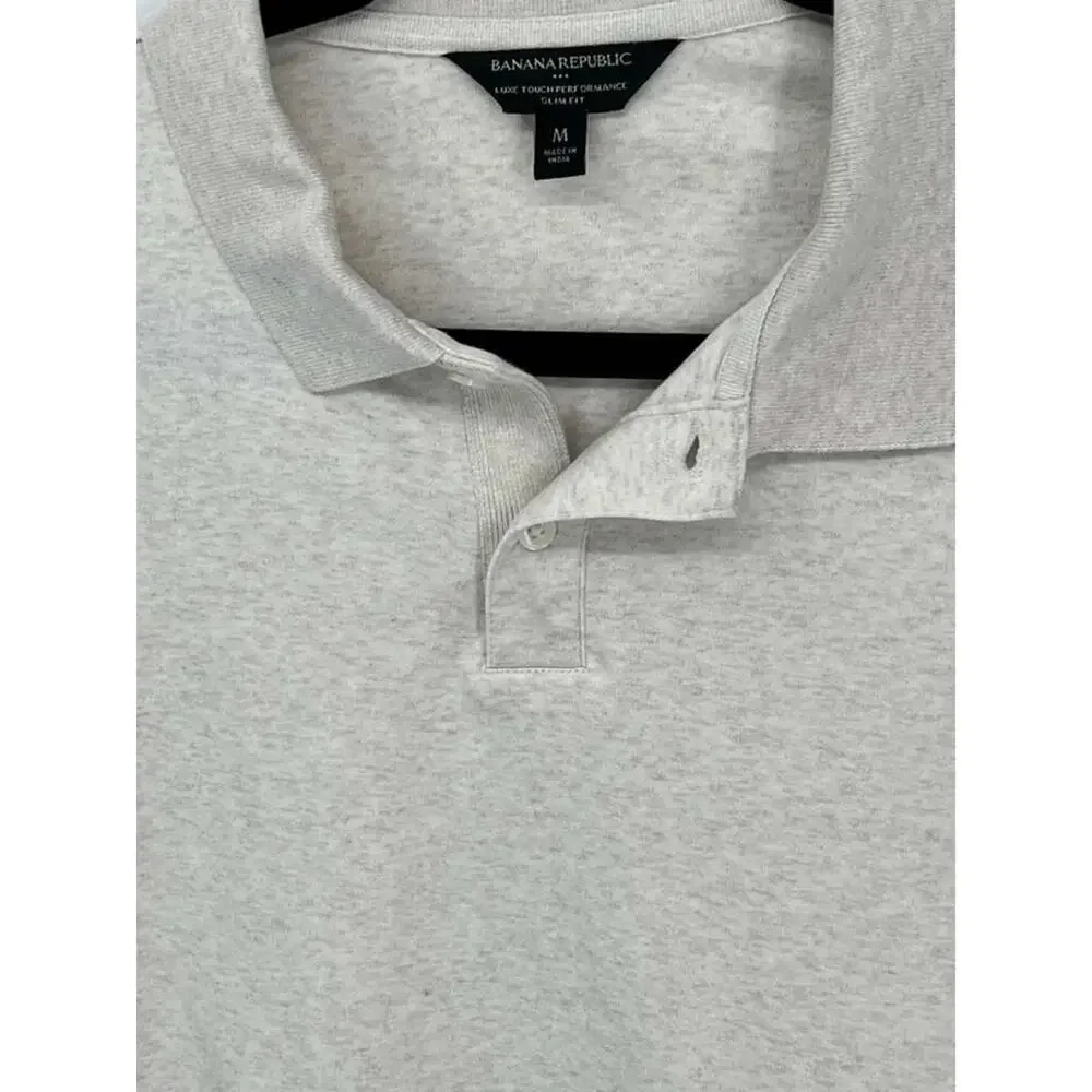 Banana Republic Men's Medium Cotton‎ Slim Fit Polo Shirt Beige Luxe Touch
